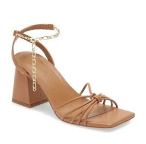 Open Edit Tan Mocha Clarissa Chain Block Heeled Sandals